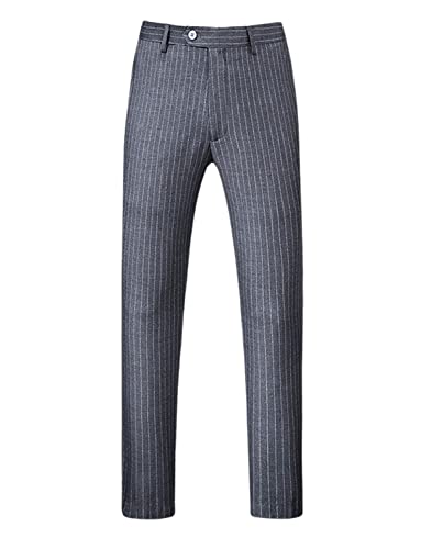 Men's Stripe Dress Pants Business Party Prom Dinner Suit Trousers One Button