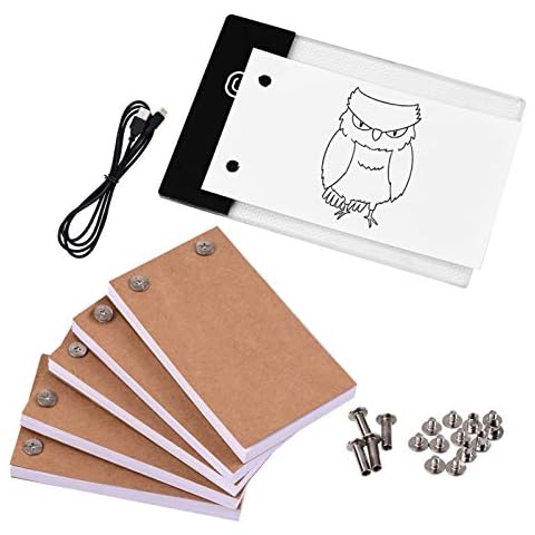 Bisofice Flip Book Kit, with Light Pad LED Light Box Tablet 300 Sheets Drawing Paper Flipbook with Binding Screws for Drawing Tracing Animation Sketching Cartoon Creation Cover