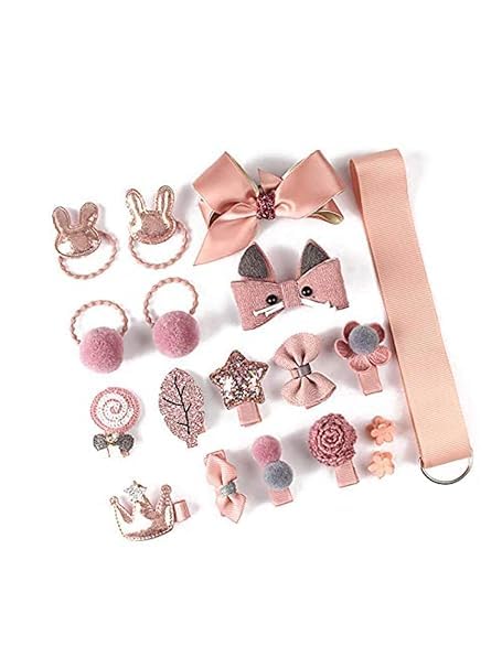 Image of Head Wear Accessories 16 Items Combo Pack For Baby Girls /Toddlers Children's Suit Baby Princess Hair Clips Small Safety Clip For Bhaiya Bhabhi Sister Raksha Bandhan Rakhi Gift Hamper Gift Box