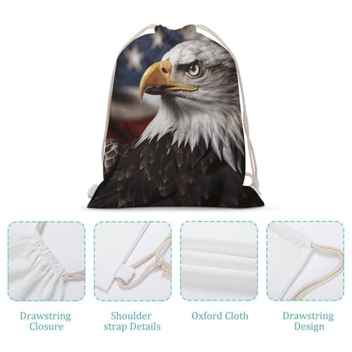 Bald Eagle US Flag Pictures Drawstring Backpack String Bag Sackpack for Gym Shopping Beach Sport Yoga4