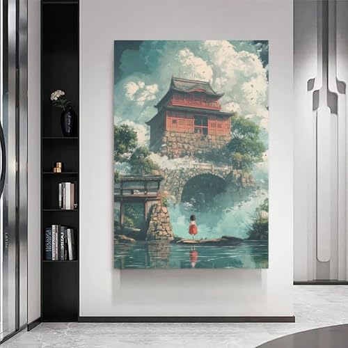 ZZJFFBSS Anime-Poster – Spirited Away – Chihiros Reise durch die Geisterwelt, Wandkunst, Wandbild, moderne Dekoration, hängendes Kunstposter, 30 x 45 cm