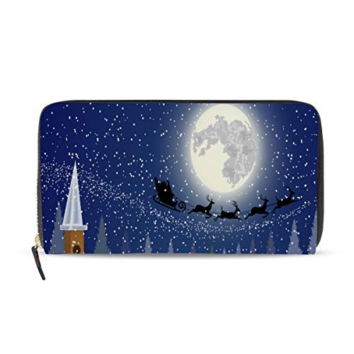 Preisvergleich Produktbild Gigijy Merry Christmas Geldbörse, mehrere Kreditkartenfächer, für Frauen, Leder, mit Reißverschluss