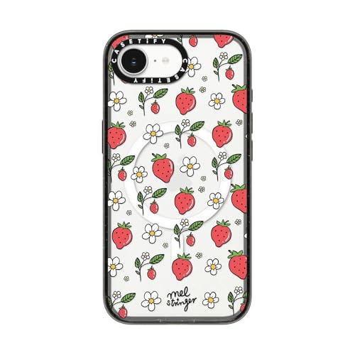 Coque iPhone 16e CASETiFY antichoc MagSafe noir transparent Mel Stringer