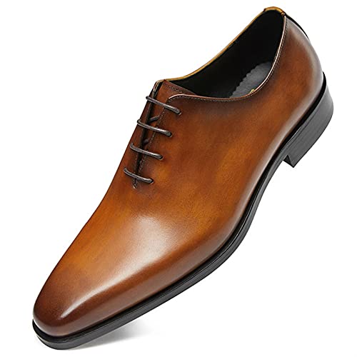 Chaussures Oxford pour hommes à lacets et talon bloc carré en cuir