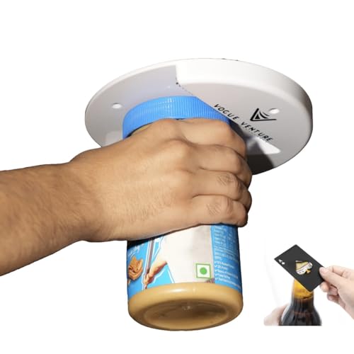 Vogue Venture Jar Opener for seniors,seemlesly open any jar + 1 Ace Shape Bottle Opener - Sleek Stainless Steel Design