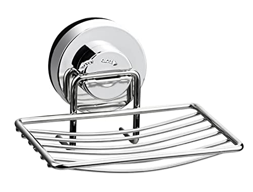 Porte Savon à Ventouse Porte-Savon en Acier Inoxydable 304 Porte-Èponge Aspiration Super Puissante Savon Plateau pour Cuisine Salle de Bain sans Perçage 13 x 11.5cm(Argent)
