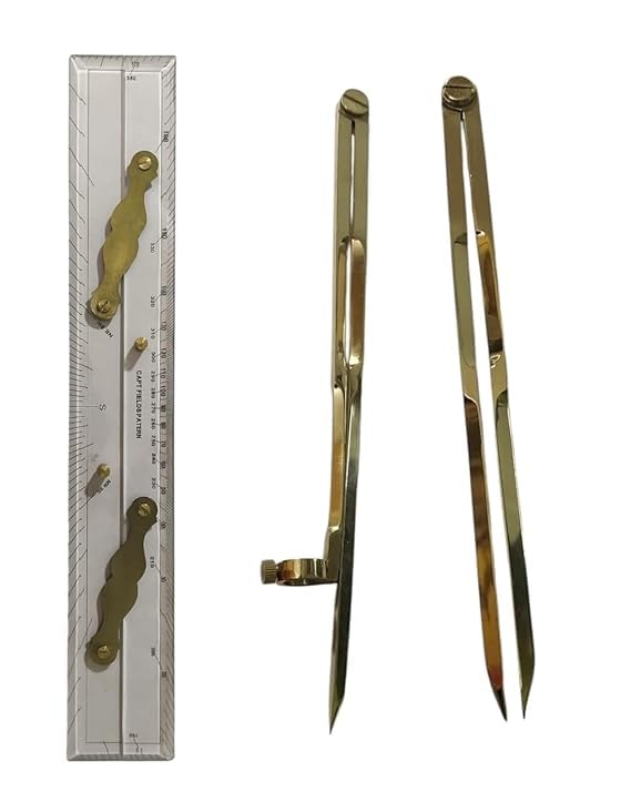 Premium Parallel Ruler Marine Navigation kit Instruments with Brass Divider and Pencil Compass Drafting Item (24 inch kit)-image-7