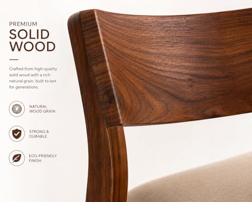 Image of Genuine Decor Set of 2 Rosewood Dining Chairs - Rustic Teak Brown Finish, Solid Wood, No Cushion, Perfect for Dining Room, Living Room, Bedroom (Cushion White)