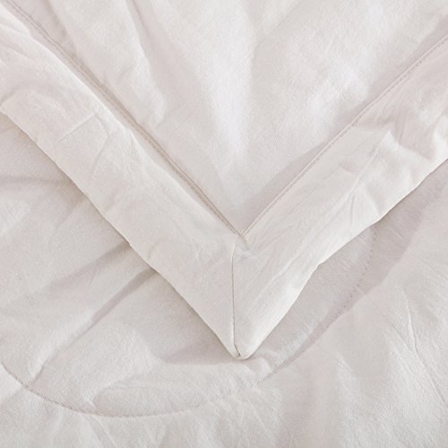 Ntcoco 3 Piece Comforter Set Thin Quilt Summer Lightweight Comforter,100% Washed Cotton,Machine Washable,Soft Comfy Breathable Can Sleep Naked (White, King) #TOP7