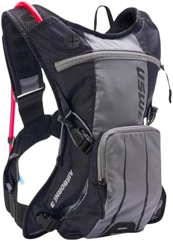 USWE Airborne Limited Race Edition with Water Bladder Included, Hydration Backpack for Men and Women, Ideal for MTB, Cycling, Mountain Biking (3L, Black Grey)