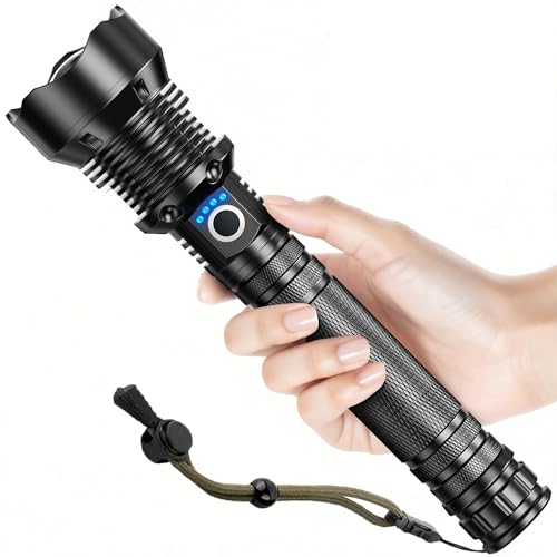 AKNEAR Rechargeable LED Flashlight High Lumens Super Bright Flash Light with Zoomable & USB C Rechargeable & 5 Mode & Waterproof Tactical Flashlights for Home Emergencies Camping Outdoor