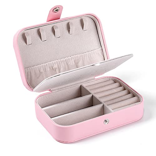 LUOHONG Scatole Portagioie,16,5 x 11,5 x 5,5 cm Piccolo Portagioie da Viaggio da Donna Organizzatore da Gioielleria per Anelli Orecchini Collane Bracciali (rosa)