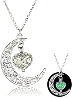 AONAT Luminous Pendant Necklace for Women Teen Girl Gift Glowing Moon Necklace Night Luminous Charm Necklace for Halloween Christmas Party Clavicle Necklace