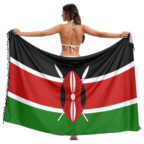 Bandera de Kenia envoltura de playa para mujer suave y repelente al agua