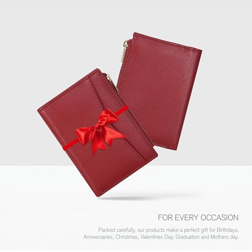 Image of Oak Leathers Leather Wallet For Women - Small RFID Coin Purse Credit Card & ID Holder for Ladies, Gift for Women's, Bifold Wallets (Nappa Red)