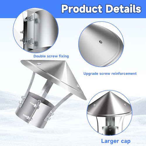 Tapa de chimenea de acero inoxidable y sombrero extractor para ventilación de tejado 5