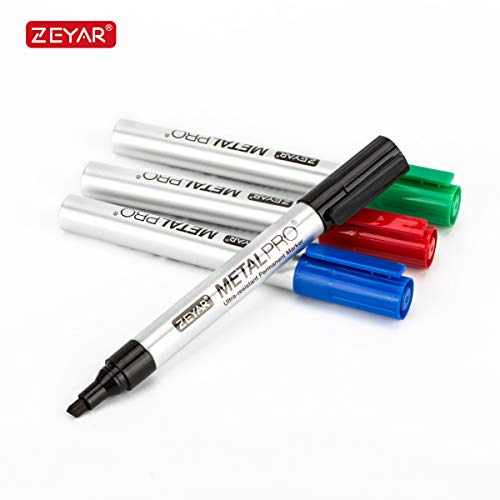 image for ZEYAR Permanent Markers, Chisel Tip, Set of 12, 4 Colors, Premium Wate