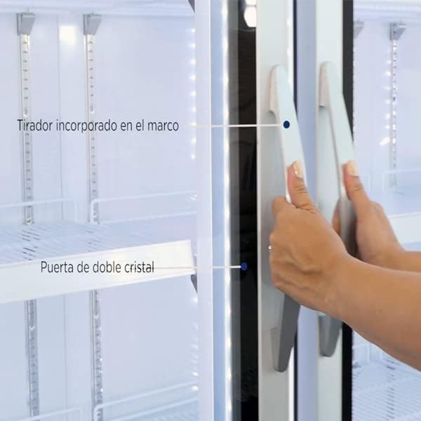 MBH - Nevera expositora industrial triple puerta de cristal para hostelería. Armario frigorífico expositor refrigerado de tres puertas para supermercado y restaurante.