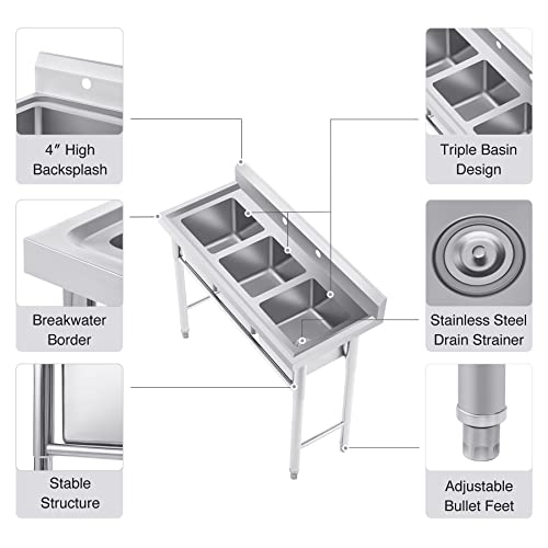 Commercial Stainless Prep Sink Table