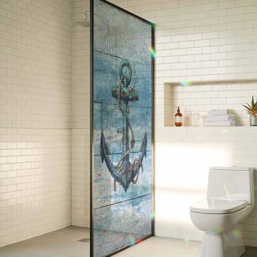 Película decorativa para ventana con ancla azul marino 17.7x39.3in miniatura 4