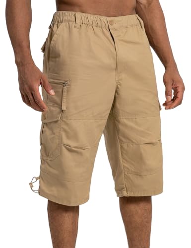 Short cargo 3/4 homme court taille élastique grand bermuda d'été