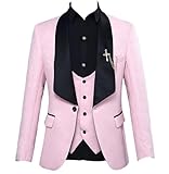 Kromoc Hombre Chaqueta de Traje Jacquard con Solapa Chal y un botón Ideal para Fiestas de graduación y Ocasiones Informales