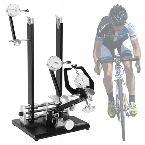 Wheel Truing Stand with Precision Dial Indicators Platform Bike Wheel Hub Display Stand with Tool Holder for Wheel Alignment and Disc Rotor Check