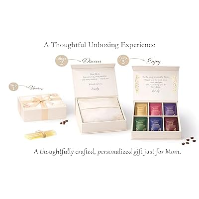 Personalized Coffee Gift Set for Mom 6 Premium Ground Coffee + Natural Honey Sticks Custom Message Inside Box Unique Mothers Day Gift, Birthday, Thank You Present
