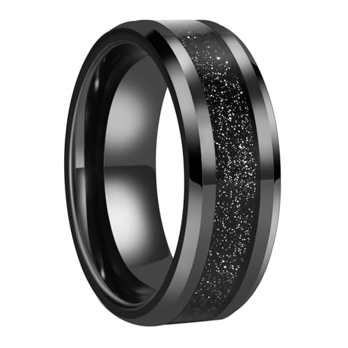 Bague en tungstène noir homme 8mm l'alliance idéale du quotidien en taille 64