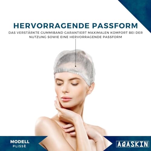 AQASKIN Einweg-Kopfhuaben TNT Modell Plissè - Kopf- und Haarabdeckungs-Hauben - Für Beauty-Zentren, SPA, medizinische Zentren, Restaurants, Reinigung, Menge 100. (Menge 100 Stück, Weiß)