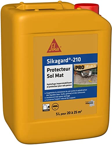 SIKA Sikagard 210 Protecteur Sol Mat, Hydrofuge, Imperméabilisant effet mat pour sols (Pavés, dalles, pierres), 5L, Incolore