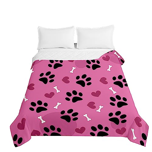 Odot Colcha Bouti de Verano, 3D Perros Estampado Suave Microfibra Multiusos Cubrecama Lavable Acolchada Edredón Manta para Cama de Infantil Individual Matrimonio (230x260cm,huellas8)