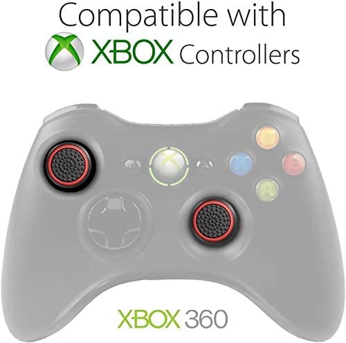 Image of Tobo Silicone Grips Cap Thumb Stick Joystick Grips Compatible with PS4, PS3, Xbox 360, Xbox One Controller.[2 Pair / 4 Pcs] (Black&Red)(TD-321GA)