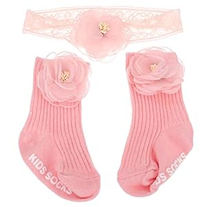 VALICLUD Roze Baby Hoofdband Sokken Set Pasgeboren Bloem Ruche Sokken Haarband Infant Pasgeboren Baby Photo Props