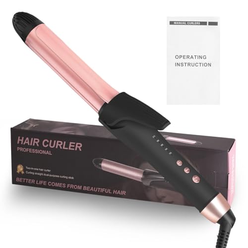 Rizador de Pelo Cerámica Antiestática Rizador pelo,Rizador de Pelo con planchas del pelo con Temperatura Regulable Calentamiento rápido Rose Gold 5 in 1,110-250 V