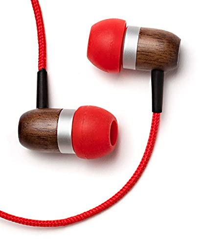 Symphonized GLXY Premium Genuine Wood in-Ear Noise-isolating Headphones with Mic and Nylon Cable (Red)