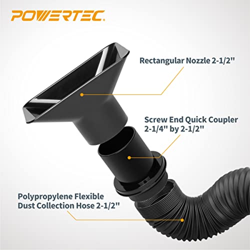 Powertec 70208 Dust Collection Flexible Hose Kit, 2-1/4" , Black #TOP2