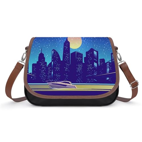Sac à main paysages urbains en cuir pour femme