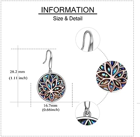 YAFEINI Lotus Earrings Sterling Silver Abalone Shell Lotus Flower Filigree Dangle Drop Earrings Yoga Jewelry for Women Girls
