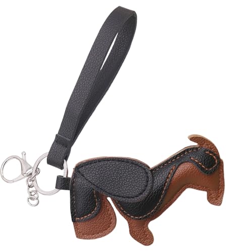 Handcrafted PU Leather Small Dachshund Charm Organiser Backpack Ornament for Keychain Bag and Fashion Pendant PU Leather Keyring