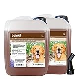 Leinöl für Hunde und Katzen, kaltgepresst 100% rein, ohne Zusätze, 2x5L + Ausgießer