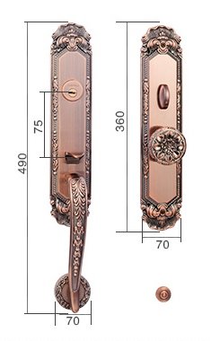 K6838 # Luxurious Mortise Lock Entry Entrance Front Door Handle Lockset (Single Door, Red Antique Bronze) #TOP3