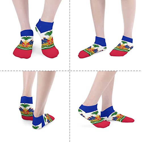 Ankle Low Cut No Show Socks Haitian Flag Colorful Funny Crazy Casual Athletic Short Trail Socks Black Trendy Gift for Mens Boys3