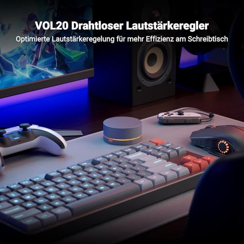 Fosi Audio VOL20 Bluetooth Lautstärkeregler, USB Multimedia Controller für PC/Gaming/Home Audio/Schreibtisch, RGB-Beleuchtungsanpassung Multifunktionstaste mit Einstellung