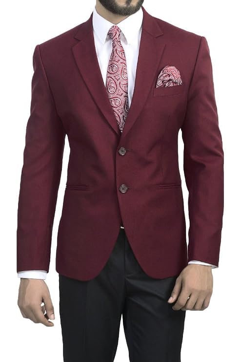 Men's Wine Maroon Formal Blazer, Slim Fit Single-Breasted Suit Jacket with Notch Lapel, 2 Button Closure, Long Sleeves & Pocket Details, Stylish Party, Wedding & Business Wear-image-19