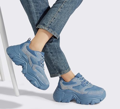 Image of K KIP WOK Chunky Sneakers for Women Fashion Platform White Leather Casual Dad Shoes Comfortable Wedge Walking Sport Sneakers