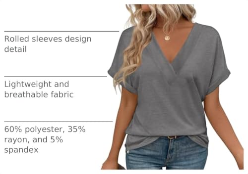 Image of T Shirts Short Sleeve V Neck Tees Womens Tops Beach Vacation Fashion Clothes 2026 Casual Summer Spring Fall Outfits