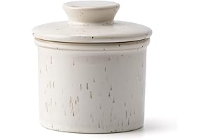 Speckled White Porcelain Butter Keeper Crock: Keep Butter Spreadable and Fresh