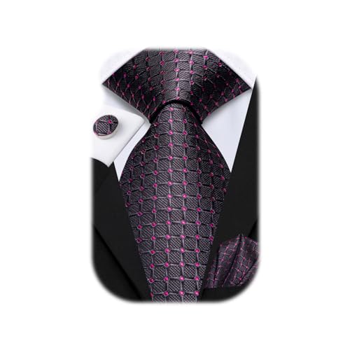 Image of Hi-Tie Men 63inches Tie Set Extra Long Necktie Paisley Tie Pocket Suqare Cufflinks Big and Tall Men Tie