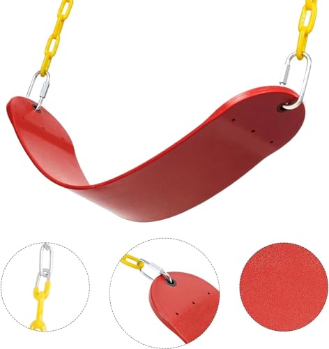 Image of Heavy Duty Flexible Commercial Grade Plastic Swing Seat for Kids & Adults | 120 Kg Weight Limit (Round Seat Red)